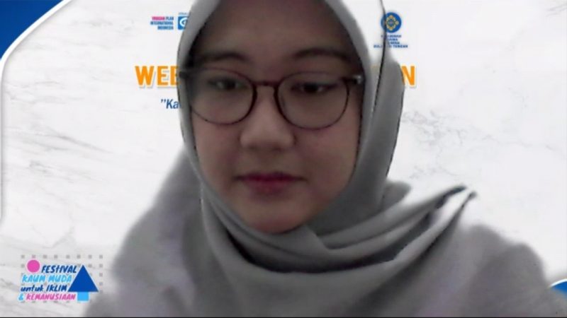 Mahasiswi UGM Yogyakarta, Rahma Dani Dewi menjadi narasumber di webinar bertajuk 