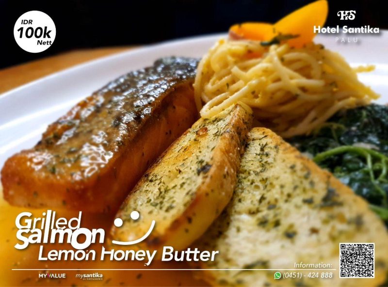 Grilled Salmon Lemon Honey Butter ala Hotel Santika Palu