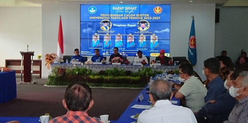 Panitia resmi menetapkan daftar calon rektor Universitas Tadulako (Untad) periode 2023 - 2027 sebanyak 3 orang, Rabu (5/10/2022)/Ist