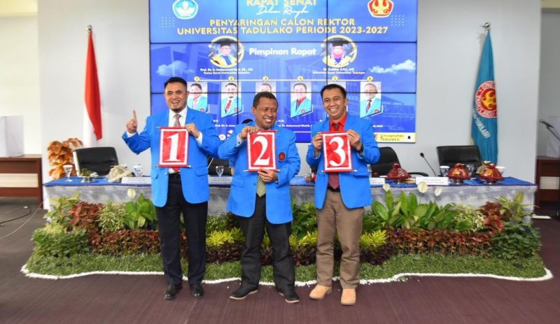Calon rektor Untad: Profesor Amar (kiri), Lufsyi Mahmudin (tengah), Profesor Muhammad Khairil (kanan)/Ist