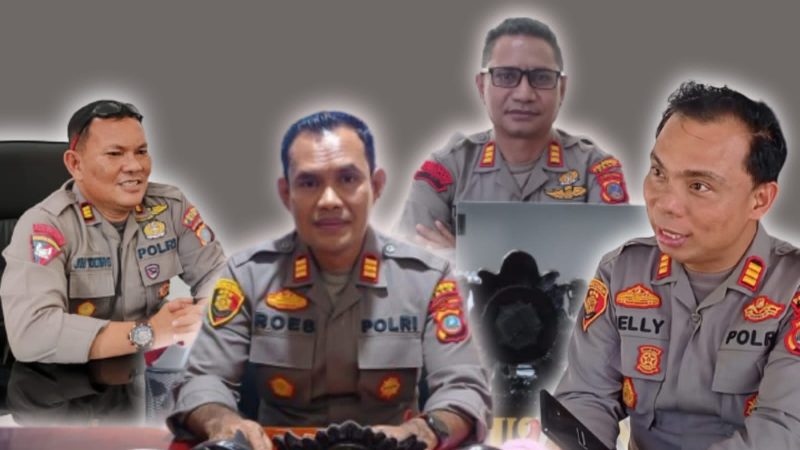 (Kiri ke kanan) Kapolsek Palu Utara AKP Jimmy Marganda Tobing, Kapolsek Palu Barat AKP Rustang, Kapolsek Palu Timur AKP Stefanus Sanam dan Kapolsek Palu Selatan AKP Velly/hariansulteng