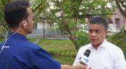 Wali Kota Palu, Hadianto Rasyid melakukan sesi wawancara dengan salah satu stasiun televisi nasional/Pemkot Palu