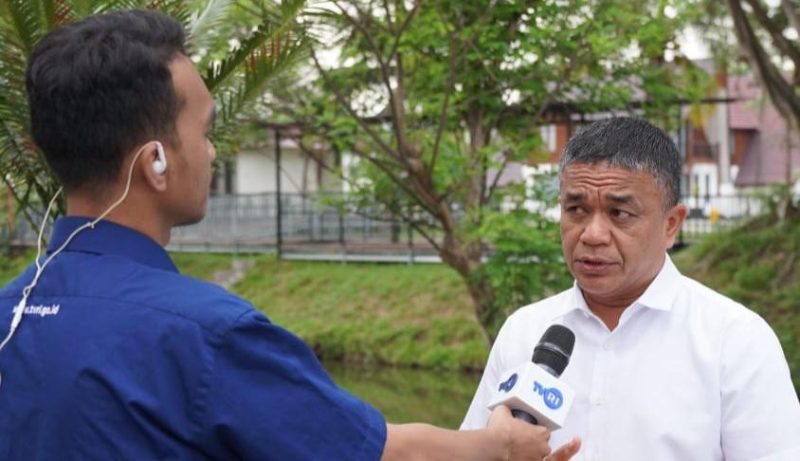 Wali Kota Palu, Hadianto Rasyid melakukan sesi wawancara dengan salah satu stasiun televisi nasional/Pemkot Palu
