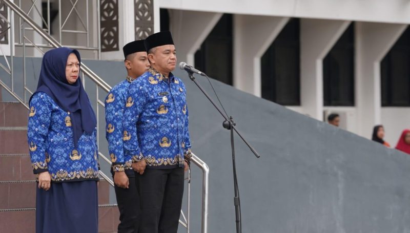 Wali Kota Palu, Hadianto Rasyid, didampingi wakilnya Reny A Lamadjido memimpin langsung jalannya apel Kesadaran Nasional, Senin (17/7/2023)/Pemkot Palu