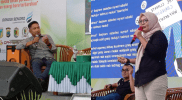 Ketua AMSI Sulteng, Moh Iqbal (kiri) dan Sekretaris AJI Palu, Kartini Nainggolan (kanan) menjadi pembicara di Festival Media Hijau/hariansulteng