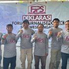 Puluhan jurnalis di Kota Palu mendeklarasikan terbentuknya Forum Jurnalis Politik Sulawesi Tengah (FJPST), Rabu (29/5/2024)/Ist