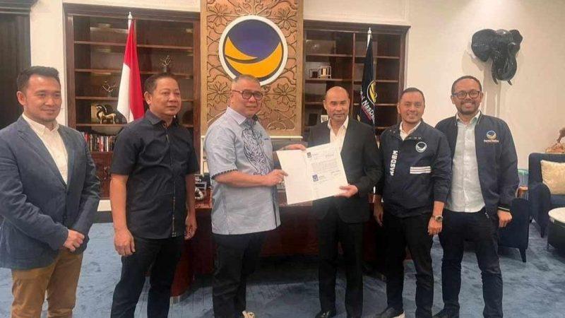 Ahmad Ali menerima rekomendasi B1KWK dari Partai NasDem untuk maju di Pilgub Sulteng 2024/Ist