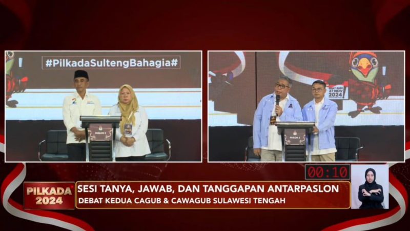 Debat kedua Pilgub Sulteng, Senin malam (4/11/2024)/Ist