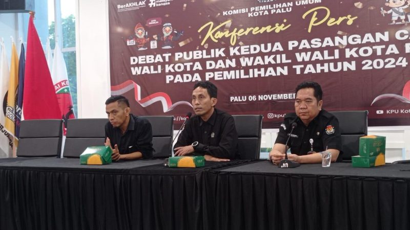 KPU Palu gelar konferensi pers terkait pelaksanaan debat publik kedua Pilkada Kota Palu, Rabu (6/11/2024)/hariansulteng