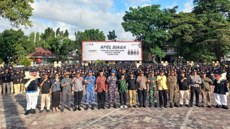 Asisten Bidang Pemerintahan dan Kesra Setda Kota Palu, Usman menghadiri apel siaga pengawasan Pilkada 2024, Sabtu (23/11/2024)/Pemkot Palu