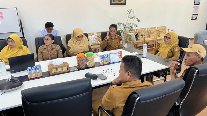 Sekkot Palu, Irmayanti Pettalolo mengikuti sosialisasi bersama Kementerian Kesehatan (Kemenkes) secara virtual dari ruang kerjanya, Senin (14/04/2025)/Pemkot Palu