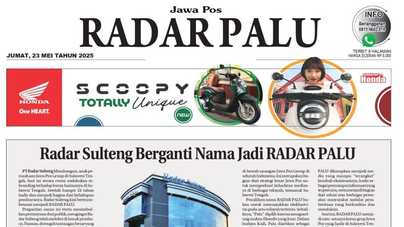 Radar Sulteng resmi berganti nama jadi Radar Palu/Ist