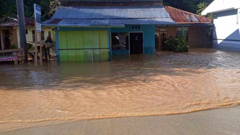 Banjir yang menggenangi salah satu rumah warga di Bolano Lambunu, Parigi Moutong (Sumber: BPBD Sulteng)