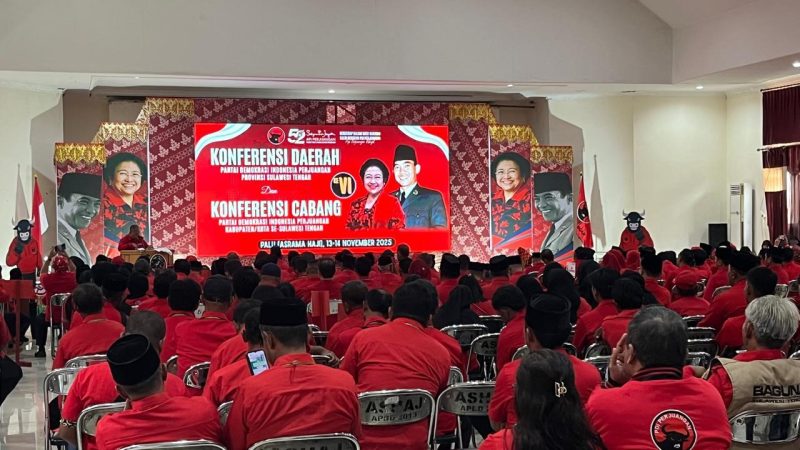 PDI Perjuangan Sulteng menggelar Konferensi Daerah (Konferda) dan Konferensi Cabang (Konfercab) ke-VI, Kamis (13/11/2025). (Foto: hariansulteng.com)