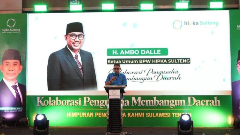 Ambo Dalle menyampaikan sambutan di acara pelantikan HIPKA Sulteng beberapa waktu lalu. (Foto: Istimewa)
