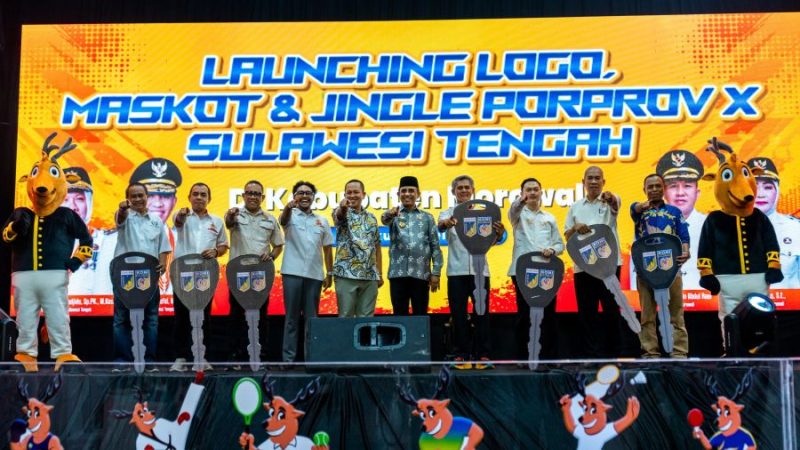 Gubernur Anwar Hafid meluncurkan logo, maskot, dan jingle Pekan Olahraga Provinsi (Porprov) ke-X, Rabu malam (12/5/2026). (Foto: Istimewa)