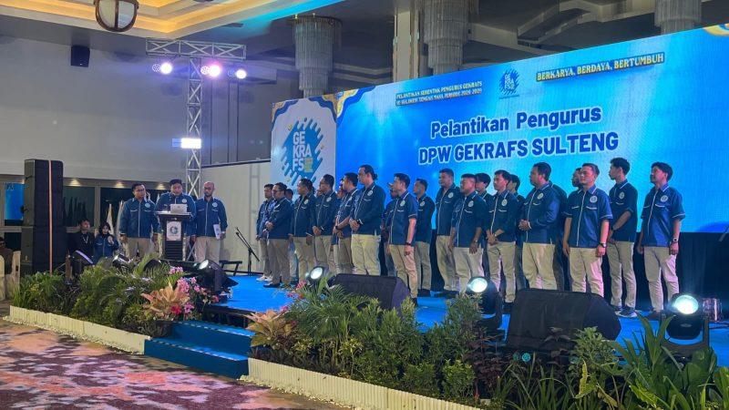 Pengurus Gerakan Ekonomi Kreatif Nasional (Gekrafs) se-Sulteng periode 2026-2029 resmi dilantik, Selasa (28/7/2026) malam. (Foto: hariansulteng.com)