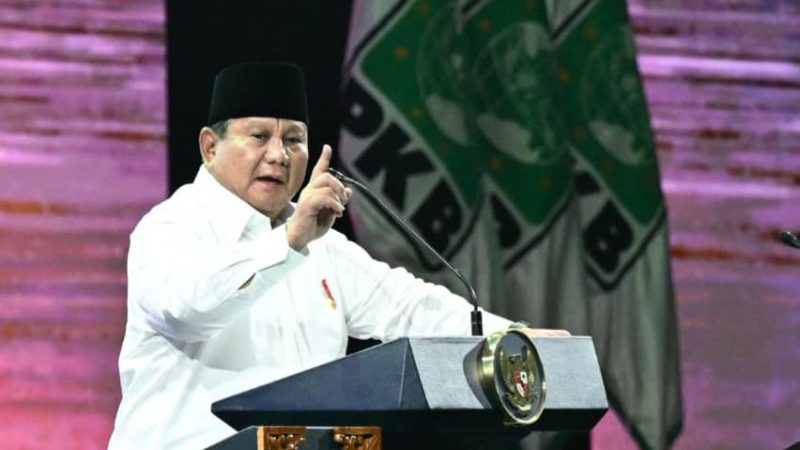 Presiden Prabowo Subianto memberikan sambutan di acara Harlah ke-28 PKB, Kamis (23/7/2026). (Foto: presidenri.go.id)